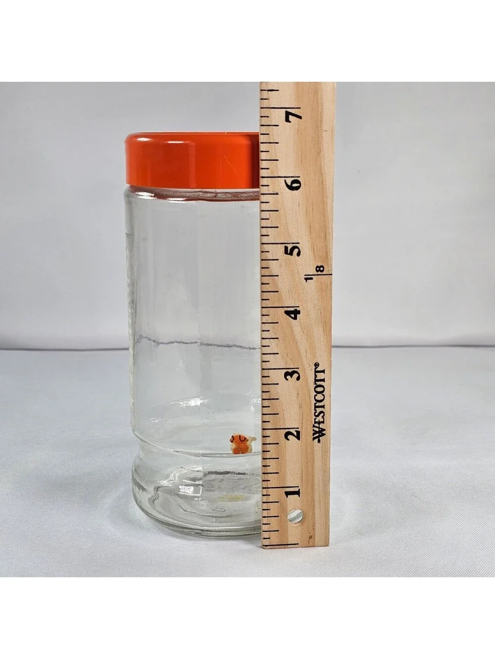 Vintage Sanka Brand Clear Glass Coffee Jar with Orange Lid Collectible Storage